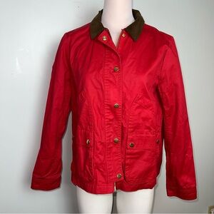 J. Crew Red Barn Jacket Corduroy Collar Liberty Floral Lining Utility Coat M